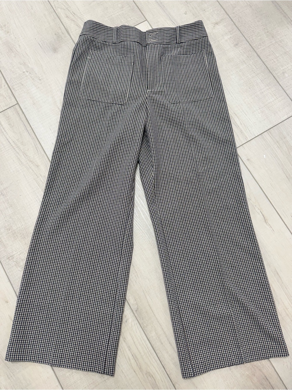 Zara Black and White Houndstooth Wide-Leg Dress Pants